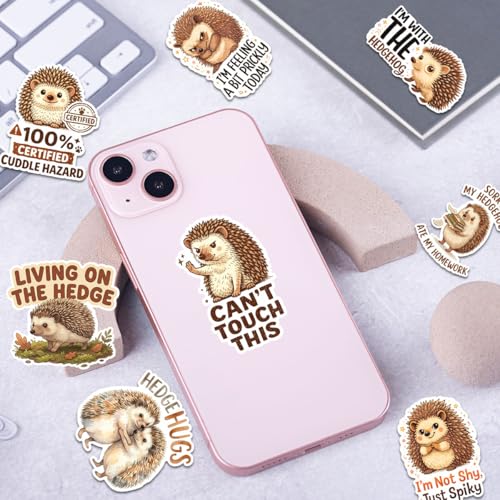 12pcs-2in Hedgehog Stickers, Funny Hedgehog Stickers, Cute Hedgehogs Sticker, Funny Hedgehugs Decals Waterproof, Cute Animal, Pet Decal Gifts Hedgehogs Lovers for Laptop Water Bottle Scrapbook - size: 2in