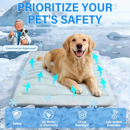Dog Cooling Mat, 36"x23" Reversible Pad, Scratch-Resistant,Machine Washable | Pressure-activated Pet Cooling Mat, Q-Max>0.5, Indoor Outdoor Use, Great for Summer, Dogs & Cats, Grey - size: Medium