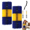 2PCS Livestock Scratching Brush Goat Scratching Post Horse Brush | Itch Relief, Grooming and Massage, Scratcher for Sheep Cow Donkey Cattle - color: Blue 2