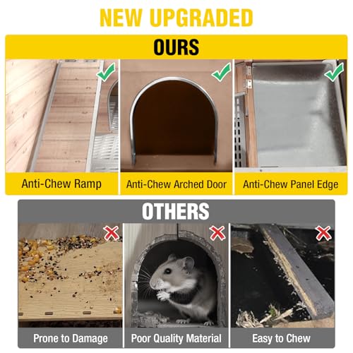 Aivituvin 2-Story Indoor Rabbit Hutch Guinea Pig Cage with Stand, Wooden Bunny Cage Small Animal Cages with Chew-Proof Ramp, Pull-Out Tray & Leakproof PVC Layer (Natural Wood) - color: (Natural Wood)