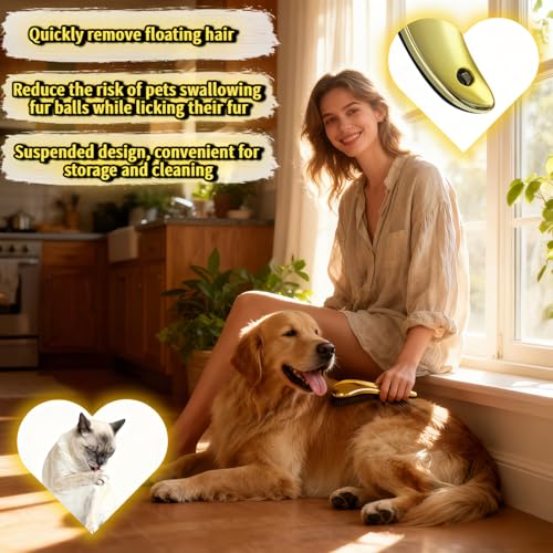 Pet Grooming Glove & Brush 2-in-1 - Gentle Deshedding, Detangling, and Massage for Cats/Dogs, Reduce Shedding & Hairballs, Wet/Dry Use，Ergonomic Massage Deshedding Tool