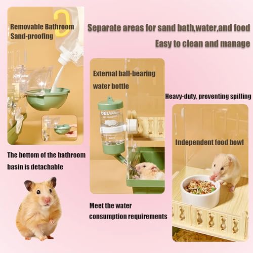 Acrylic Hamster Cage,Small Animal Houses&Habitats with Accessories,Hamster Enclosure with Stairs,Clear Pet Mice House,for Dwarf Gerbil,Dwarf Hamster,Pet Mice(Pink,13.78" L*10.23" W*10.83" H) - color: Pink