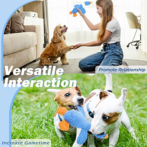 Vitscan Upgraded Goose Indestructible Dog Toys for Aggressive Chewers | Dog Chew Toys for Aggressive Chewers Small Medium Large Breed, Crinkle Squeaky Plush Puppy Chew Toys for Teething, Duck Toys - color: Blue goose - pineapple plush