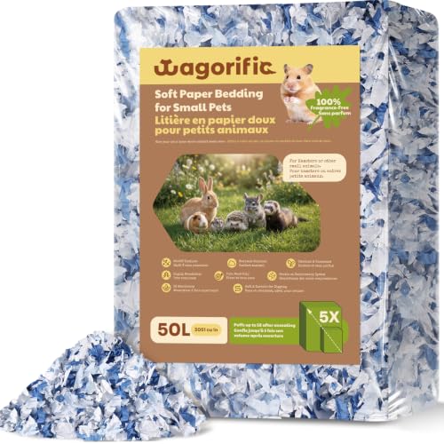 Hamster Bedding Odor Control, Small Animal Paper Bedding 50L | Guinea pig bedding expands 5X, creating soft absorbent fill for burrowing, nesting, moisture control and fresher cages daily - color: Aqua Blue, size: 50 Liters