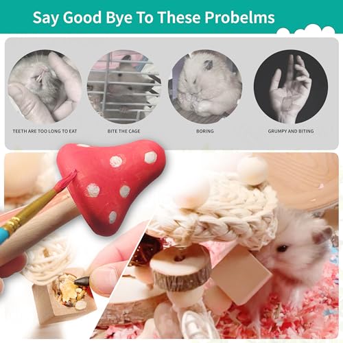 8 PCs Hamster Toys for Hamster, Gerbils, Mice, Rats and Other Small Animals to Chew and Play - Natural Molar Toys to Induce Teeth Grinding & Reduce Boredom and Depression - style: Style-A