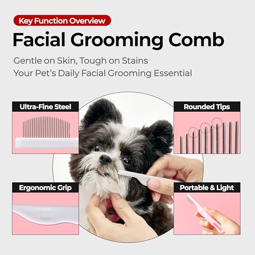 Facial Grooming Comb - Dog Eye Combs, Stress-free Tear Stain Remover for Dogs & Cats, Pet Facial Brush, Cat Grooming Kit, Stainless Steel Deshedding Comb (2ea) - size: 2 Count (Pack of 1)