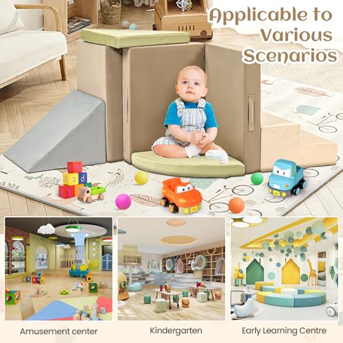 6-Piece Toddler Climbing Toys Indoor, Foam Climbing Toys for Toddlers, Soft Play Baby Climbing Blocks for Crawling and Sliding, Safe Climbing Play Set Indoor Gym Equipment for Toddler1-3, Infant, Baby