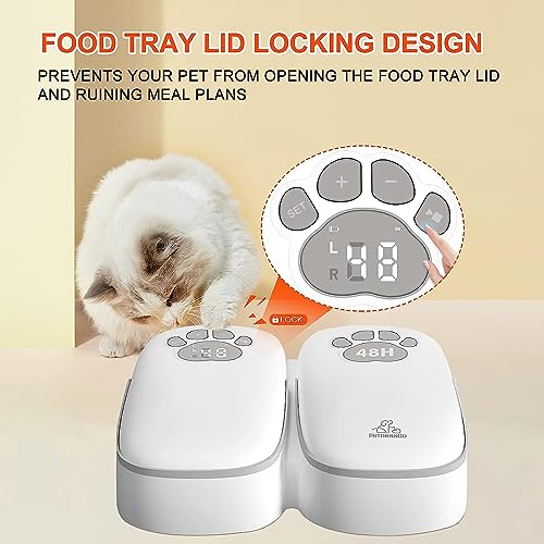 Automatic Pet Feeder for Cats and Dogs, 2 in 1 Upgraded-chip Timed Dry Pet Food Feeder with Display, 48 Hours Retain Freshness for Semi Wet Food, Healther Meal for All Home Pets.