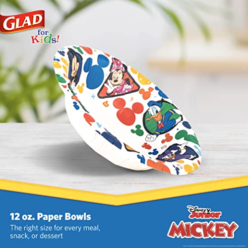 Glad for kids Disney Mickey and Friends Disposable Bowls, 12 Oz, 40 Count | Sturdy, cut-resistant paper bowls for snacks and parties, easy cleanup for everyday use - size: 40 Count (Pack of 1)