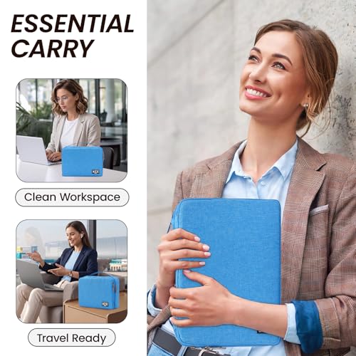 Electronic Organizer Travel Case, Double Layer Cable Organizer Bag | Double-layer design with adjustable dividers, mesh pockets and elastic loops for chargers, cables, power banks and gadgets - color: sky blue
