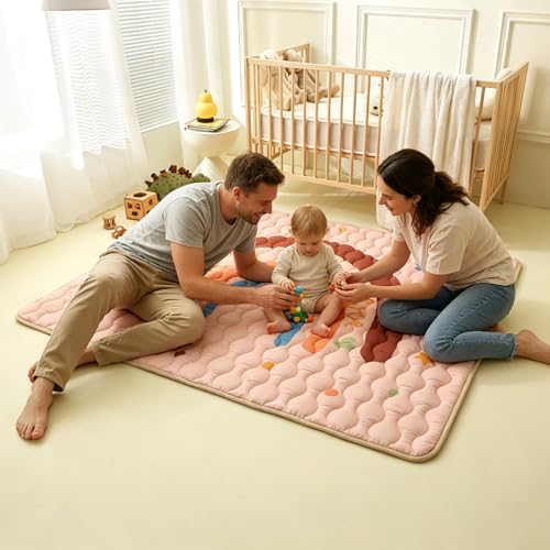 Viviland Baby Mats for Floor, 71x59 Inch Playpen Mat, Thicker & Large Soft Playmat for Baby and Toddlers Infants, Non-Slip & Machine Washable, Brown Rainbow - color: Brown Rainbow, size: 71" X 59"