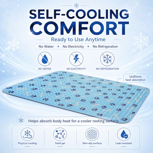 Cooling Mat for Dogs 20 Inch, Patent Self-Cooling Gel Pad for Small Dogs, | Cats & Rabbits, Waterproof Non-Slip Pet Cooling Mat for Crates, Carriers, Travel, Indoor Outdoor Summer Use - size: Small