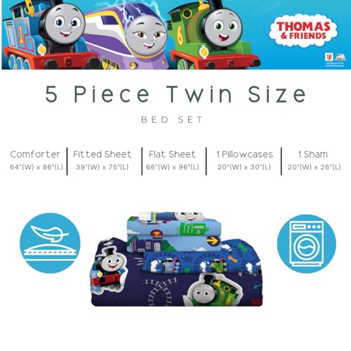 Franco Thomas & Friends Kids Bedding Super Soft Comforter and Sheet Set with Sham, 5 Piece Twin Size, (Officially Licensed Product) - color: Thomas & Friends, size: 5 Piece Twin Size