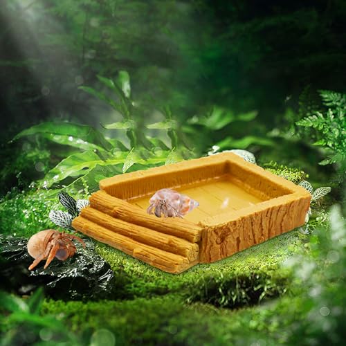 Hermit Crab Pool, Resin Reptile Water Bowl & Bathing Dish, Aquarium Tank Cage Habitat Accessories for Small to Medium Hermit Crab Turtles Lizard Frog Gecko Bearded Dragon