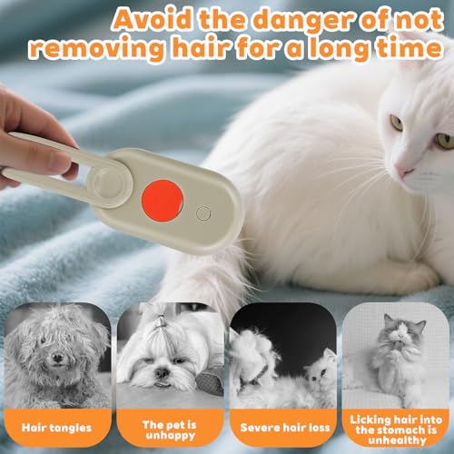 2025- New cat steam brush, 4-in-1 cat steam brush, for massaging and cleaning fallen pet hair, suitable for cats, dogs, rabbits and other pets (khaki + white) -2 pieces (white) - color: white