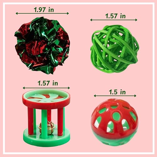 4 Pcs Toys for Hedgehogs Small Animal Accessories, Hedgehog Toys For Cage And Bell Ball, Hedgehog Enrichment Toy, Funny Balls Toy For Hamster Ferret Chinchilla Cat, Hedgehogs Accessories (Ball Bell)