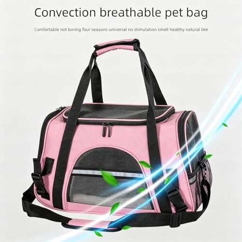 Cat Carrier Bag, Airline Approved Soft Carrier for Cats & Small Dogs | Airline approved pet carrier for pets under 15lb, breathable mesh with privacy cover, lightweight, foldable & washable - color: Pink