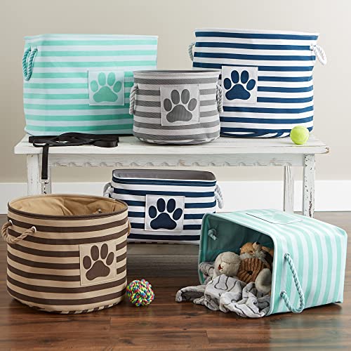 Bone Dry Pet Storage Collection Striped Paw Patch Bin, Small Round, Grayz, Medium Breeds (Pack of 12) - color: Gray, size: Small Round (Pack of 12)