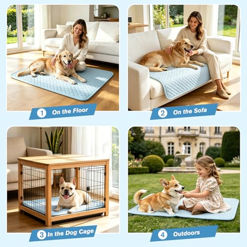 SOMOYA Dog Cooling Mats,Foldable Non-Slip Washable Arc-Chill Cool Pad | Cooling Pad for Dogs Q-Max 0.45 Absorbs Pet Heat Fast,Suit for Indoor Outdoor Summer Use for Cats Dogs - color: Blue, size: Small (17.7x23.6 IN)