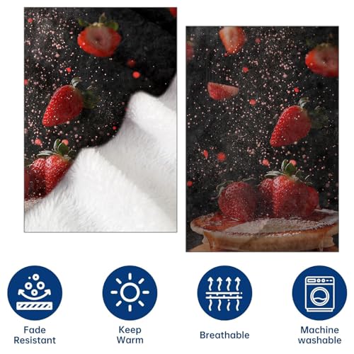 Strawberry Pancake Flannel Throw Blanket 40x50 Inch, Realistic Food with Fresh Berry and Syrup Blankets Soft Cozy Fleece Throws for Adults Bed Sofa Dorm Living Room Home Decor Gifts - color: Pancake01, size: 40"x50"