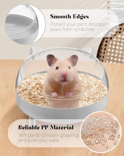 Pawfly Hamster Sand Bath Container, Hamster Sand Bath Box, Hamster Bathtub, Hamster Bathroom, Hamster Toilet, Plastic Dust Bath for Dwarf Hamsters, Syrian Hamsters, Mice, Gerbils & Small Animals - color: Grey