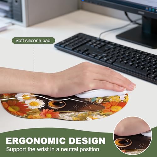 Cute Black cat Mouse Pad with Gel Wrist Support, Smooth Surface Ergonomic Mouse pad, Non-Slip Pain Relief Desk Mat for Gaming, Work & Office Desktop 2 - color: Black cat 2