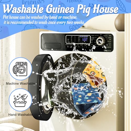 YUEPET 2 Pack Guinea Pig Bed, Washable Guinea Pig Hideouts | Guinea Pig House, Soft Plush Fabric, Washable Beds, Hanging Cage Design, Ocean & Lion-Deer Themes - color: Lion and Whale
