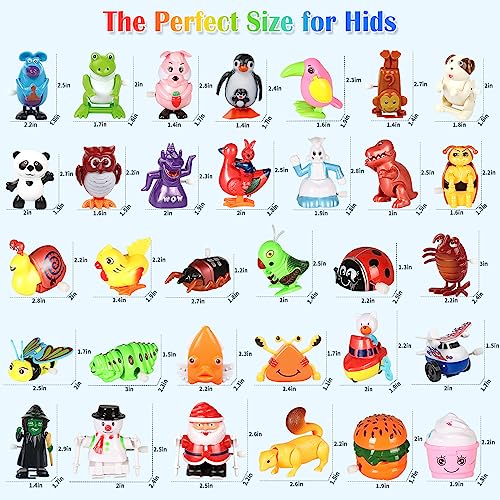 32 PCS Assorted Wind-up Toys for Kids, Bulk Windup Animals Walking Jumping Swimming Flipping Clockwork Toys Stocking Stuffers for Kids, Easter Basket Stuffer