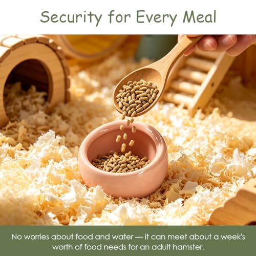 Hamster Food Bowl 2 Packs, Ceramic Slanted Bowl Food Dish Water Bowl for Dwarf Hamster Gerbil Mouse Rat Chinchilla Hedgehog Guinea Pig, Blue and Pink