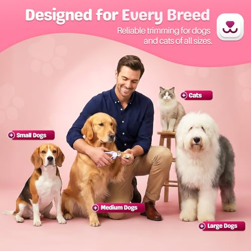 Flexzion Dog Nail Clippers and Cat Nail Trimmer with Safety Guard, Pink | Pet Nail Clippers with a 3.5 mm Stainless Steel Blade for Grooming Puppies, Indoor Cats and Small, Medium or Large Dog Breeds - color: Pink