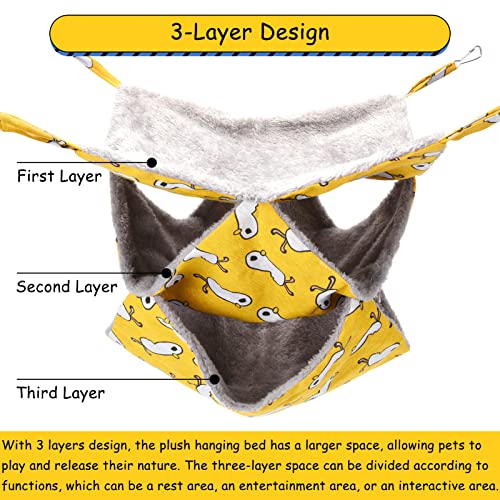 3 Tier Pet Hammocks for Cage, Ferret & Guinea Pig Accessories, 13.7x13.7 Inches, Rat Beds Hammock Hanging Bunkbed for Small Animals, Ferret, Kitten, Squirrel, Chinchilla, Parrot (Yellow) - color: yellow