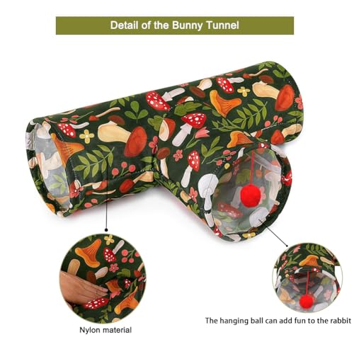 3 Way Washable Rabbit Hideout Toys, Guinea Pig Tunnels & Tubes | Foldable Small Pet Tunnels and Tubes for Ferret Hamster Chinchilla Hedgehog Hiding & Resting, Playing & Exploring, Mushroom - color: Mushroom