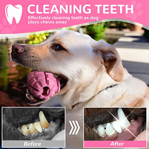 Dog Toys for Aggressive Chewers Large Breed, Fun to Chew (Pink) | German Shepherd, Indestructible Interactive Treat Dog Toys for Large Medium Breeds, Food Grade&Tough Rubber, Chase and Fetch - color: Pink