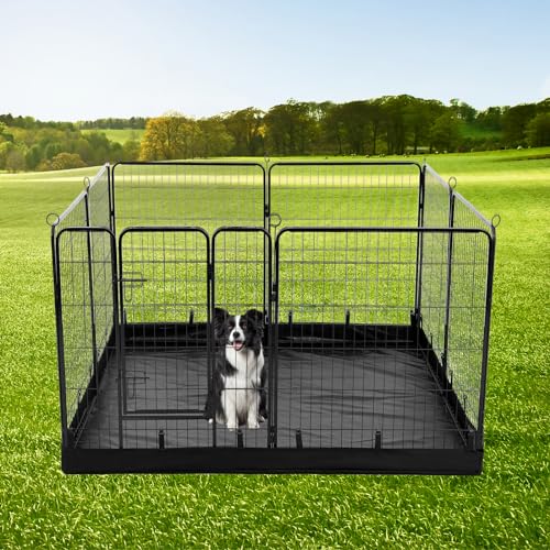 PJYuCien Square Playpen Bottom Pad for 32'' Width 8 Panel Pen, Black | Protect Floor, Easy to Move and Clean, Perfect for Puppy, Duck, and Other Small Animals, Hook Connect - style: 8-Panels 31.3"W
