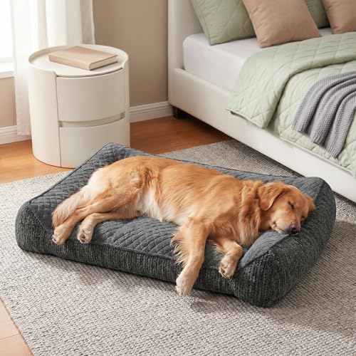 JOEJOY XL Orthopedic Dog Beds Large Sized Dog, Extra Thick Supportive Big Dogs Couch Bed with Sides, Ultra Soft Pet Bed Sofa for Large Dogs, Grey, 38''x28'' - color: Grey, size: L Plus(38"L x 28"W x 8"Th)