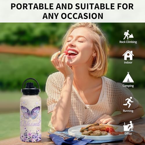 Purple Butterfly 32oz Water Bottle, Leak-proof Bottle, Insulated Cup - color: Butterfly2