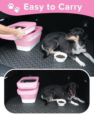 10-13 Lbs Airtight Dog Food Storage Container,Collapsible Pet Food Storage | Dog Food Container with Double Airtight Seal,Cat Food Container Dry Food Fresh,Space Saving,Pest/Mouse-proof,Scoop,Pink - color: Pink/10-13 Lbs