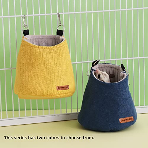 Sugar Glider Pouch - Warm Nest Bed, Sleeping Pouch Bag for Sugar Glider Accessories and Toys, Small Animal Cage Sleep Bag, Sack Swing Hanging Bed (Yellow) - color: Yellow