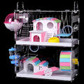 DuvinDD Hamster Cages with Crossover Tubes Tunnels, Large Hamster Cage Habitats Gerbil House, Transparent Acrylic Small Animal Cage for Pet Rat, Syrian Hamster, Mouse with Accessories