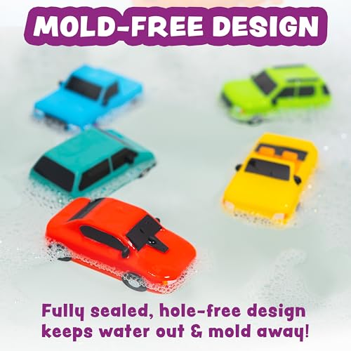 Tub Works® Everyday Cars™ Watertight Baby Bath Toys, 6 Pack | Sealed, No Hole Bath Toys Design Keeps Moisture Out | Soft, Squeezable & Floating Fun | Infant, Baby & Toddler Bath Toys | Car Tub Toys - style: Passenger Cars - 6pk
