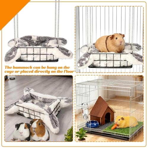 Rat Bed Platform with Blanket, Small Animal Bed Mat, Metal Cage Accessory, Small Pet Animal Rest Hammock, Habitat House Hide Toy for Guinea Pigs Chinchillas Hamsters Sugar Gliders