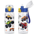 Tritan Kids Water Bottle for School, 18.6 Oz Leakproof Toddler Water Bottle | with a Pop-up Detachbale Straw, 2-in-1, Dishwasher Safe, 1-Pack, Monster Truck - color: Monster Truck