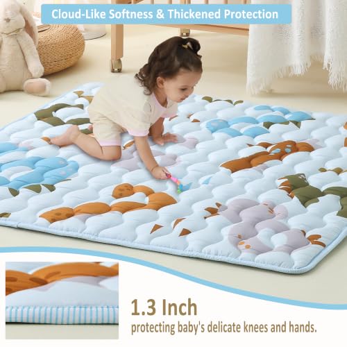 Viviland Baby Mats for Floor, 50x50 Inch Playpen Mat, Thick Playmat for Baby and Toddlers Infants, Non-Slip & Machine Washable, Blue Numbers - color: Blue Numbers, size: 50" X 50"