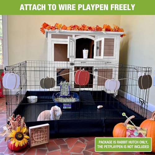 GUTINNEEN Rabbit Hutch Indoor and Outdoor Bunny Cage with Wheels Hamster House Guinea Pig Cages for Small to Medium Animals Waterproof Leakproof Tray