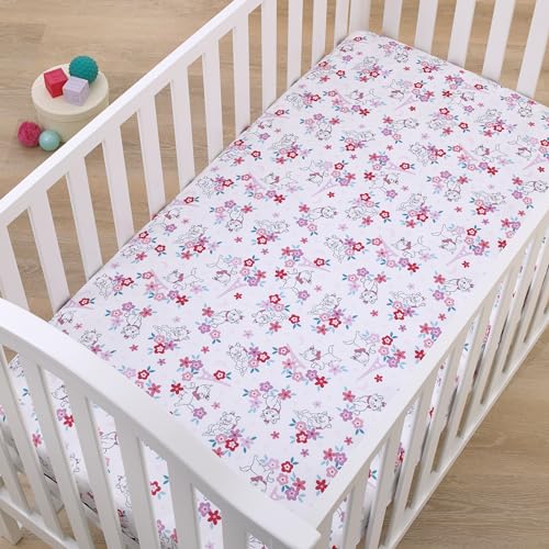 Disney Aristocats Pink, White, and Teal, Marie Super Soft Nursery Fitted Crib Sheet - color: Aristocats Pink, White, and Teal, size: Crib