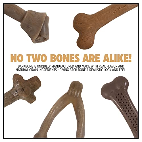 Pet Qwerks Dinosaur BarkBone - Nylon Dog Bone for Aggressive Chewers - Bacon Flavor - 8.5" - size: Small