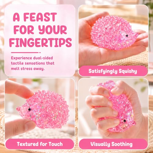 1Pcs Pink Hedgehog Stress Relief Squishy Ball, Squishy Hedgehog Stress Ball | Soft Sensory Hedgehog Squishy Ball with Cute Hedgehog Shape, Durable Squishy Squeeze Ball for Home Workplace Casual Daily Use - color: Pink