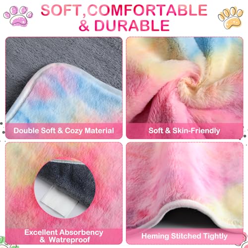 Reginary 4 Pcs Waterproof Guinea Pig Blankets Washable Small Animal Fleece Bedding Absorbent Guinea Pig Cage Liners Reusable Training Pee Pad Pet Sleep Mat for Hamster(Tie Dye Pattern,35 x 24 Inch) - size: 35 x 24 Inch