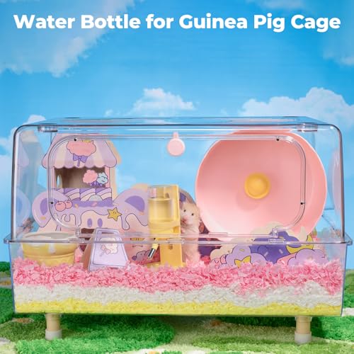 mini&moe Hamster Water Bottle No Drip – 4 oz Guinea Pig Water Bottle for Glass Tank with Adjustable Stand, Leak Proof Small Animal Water Dispenser for Cage for Gerbil Chinchilla Ferret Hedgehog