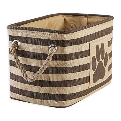 Bone Dry Pet Storage Collection Striped Paw Patch Bin, Small Rectangle, Brown - color: Brown, size: Small Rectangle